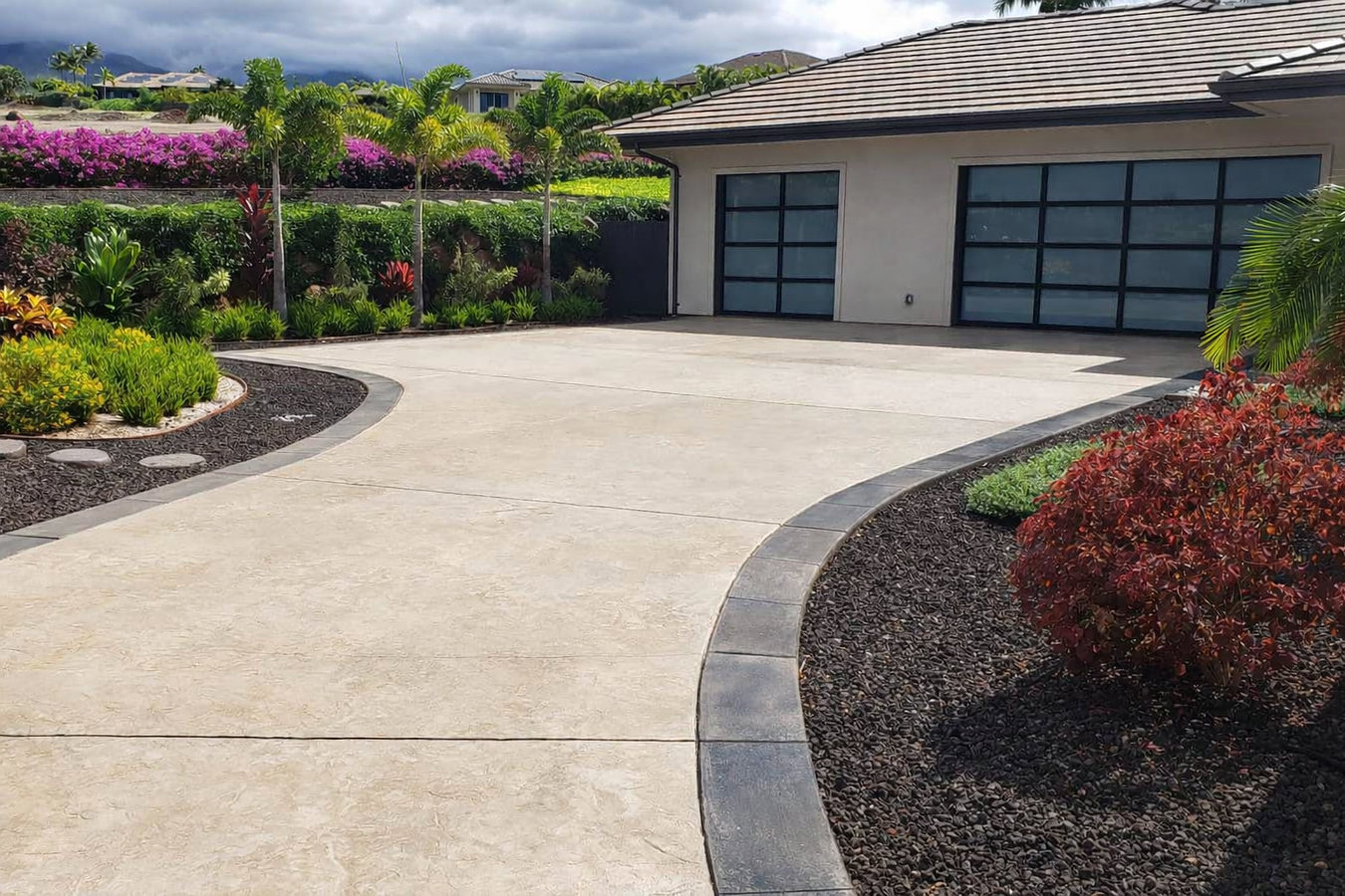 Concrete driveway building